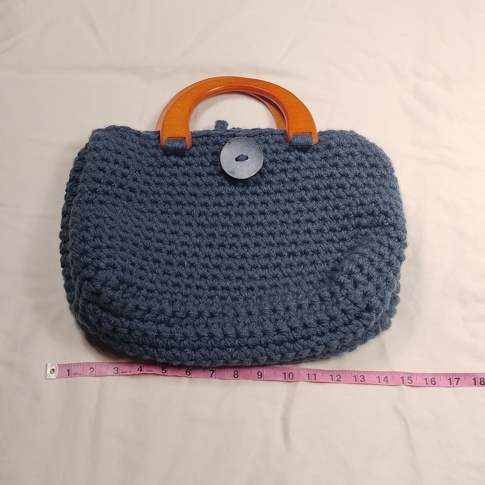 Handcrafted Blue Knit purse - Picture 7 of 7